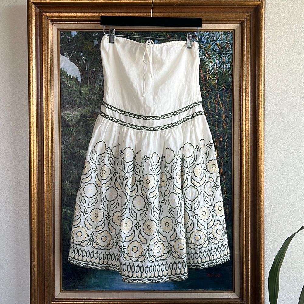 Linen & Cotton Strapless Tocca Sundress Fully-Lined Sz 2